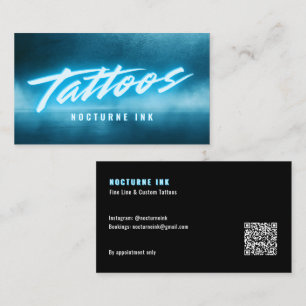 Cartão De Visita Código QR do Artista de Tatuagem Purple Neon & Smo