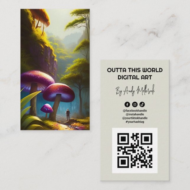 Cartão De Visita Código QR do Artista Surreal Digital (Frente/Verso)