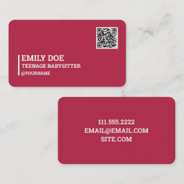 Cartão De Visita Código QR do Babysitter adolescente