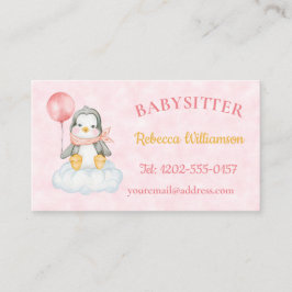 Cartão De Visita Código QR do Babysitter - Pinguim Cujo Pinguim é R