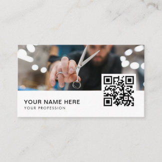 Cartão De Visita Código QR do Bar profissional de Lista de Cabelos