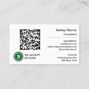 Cartão De Visita Código QR do Bit Me Aceitamos Bitcoin Consultar T
