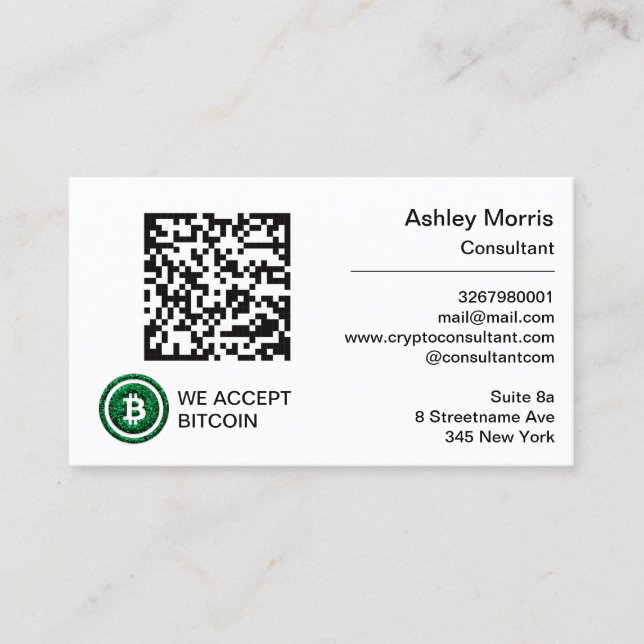 Cartão De Visita Código QR do Bit Me Aceitamos Bitmoney Comércio de (Frente)