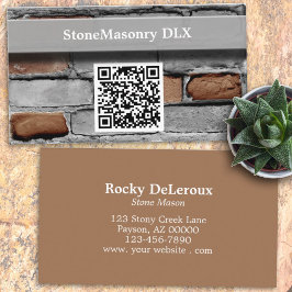 Cartão De Visita Código QR do bloco Russo de Stonemason Professiona