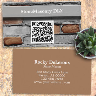 Cartão De Visita Código QR do Brick Russo do Stonemason Profission