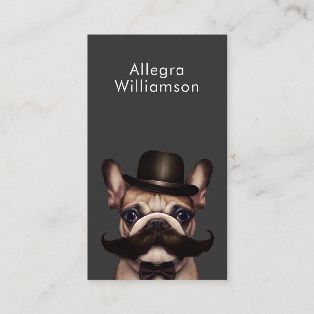 Cartão De Visita Código QR do Cachorro Divertido Francês Bulldog (Frente)