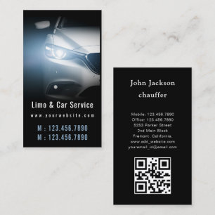 Cartão De Visita Código QR do Carro de Transporte de Luxo Azul e Pr