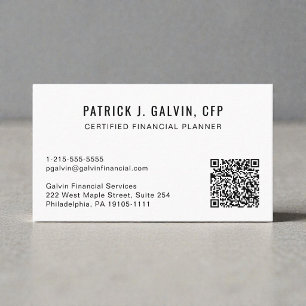 Cartão De Visita Código QR do CFP Certified Financial Planner