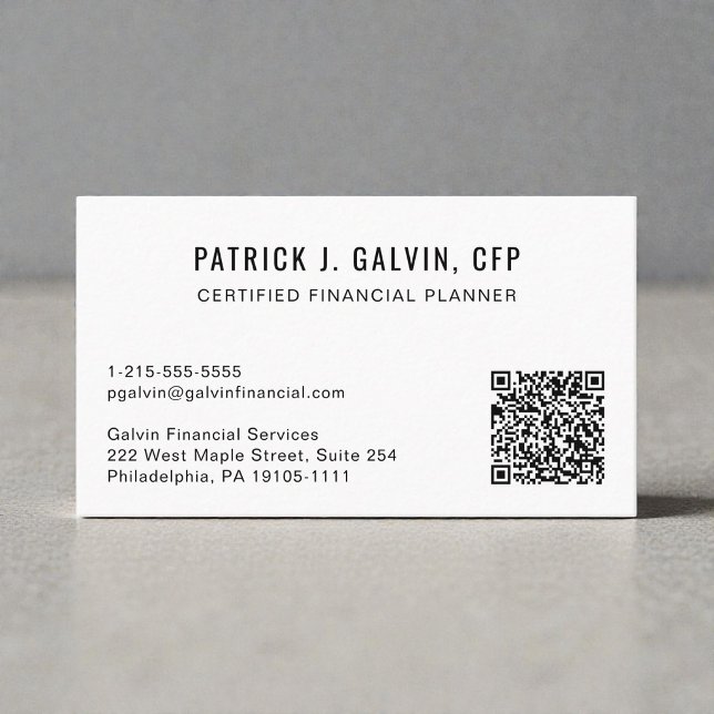 Cartão De Visita Código QR do CFP Certified Financial Planner (CFP Certified Financial Planner QR Code Business Card)