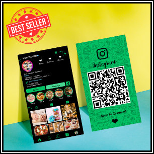 Cartão De Visita Código QR do Chef do Instagram da Green Bakery Míd