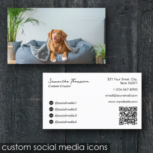 Cartão De Visita Código QR do Cheio do Influenciador de Pet Animal