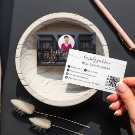 Cartão De Visita Código QR do Circle Business Photo do Script Elega