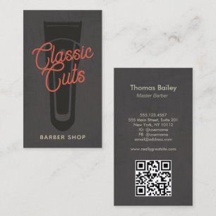Cartão De Visita Código QR do Compro Barber legal Vintage