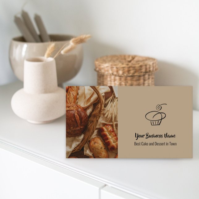 Cartão De Visita Código QR do Compro de Bolo de Fotografias Persona (Custom Photo Cake Bakery Shop QR Code Business Card)