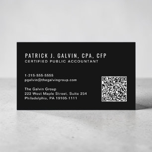 Cartão De Visita Código QR do Contador CPA Preto