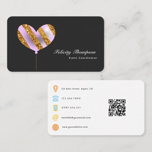 Cartão De Visita Código QR do Coordenador de Eventos (Frente/Verso)
