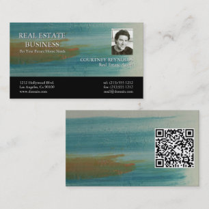 Cartão De Visita Código QR do Corretor de Imóveis de Arte Abstrata