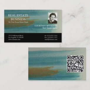 Cartão De Visita Código QR do Corretor de Imóveis de Arte Abstrata