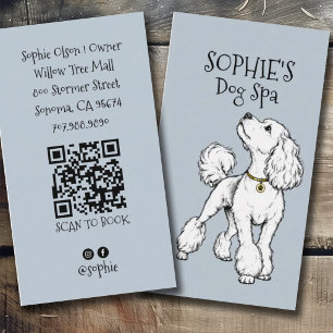 Cartão De Visita Código QR do Cute Blue Dog Grooming Spa