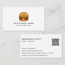 Cartão De Visita Código QR do Cute Burger Restaurante