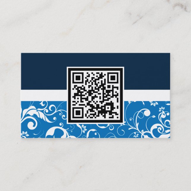 Cartão De Visita código QR do damask profissional (Frente)