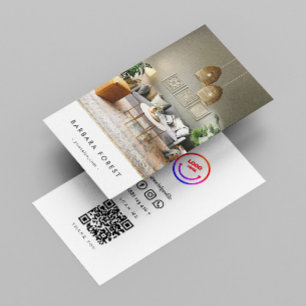 Cartão De Visita Código Qr do Designer Moderno de Interior Minimali