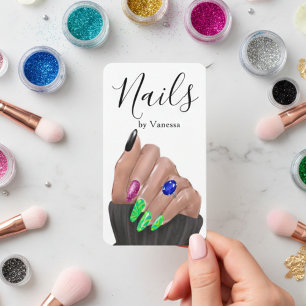 Cartão De Visita Código QR do Estúdio de Unhas Chic do Manicure de 