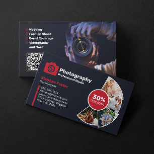 Cartão De Visita Código QR do Fotografador Fotográfico Moderno