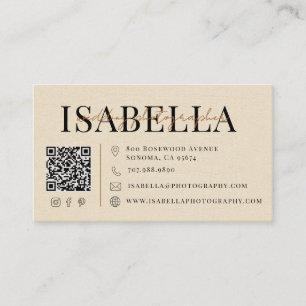 Cartão De Visita Código QR do Fotógrafo de Casamento com Estilo de