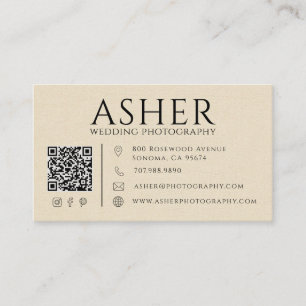Cartão De Visita Código QR do Fotógrafo de Casamento com Estilo de