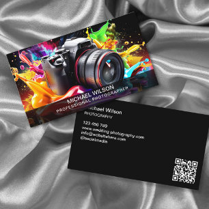 Cartão De Visita Código QR do Fotógrafo de Mídia Social Moderna
