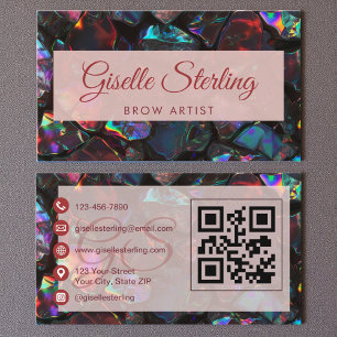 Cartão De Visita Código QR do Gemstone Black Opal Artista Negra