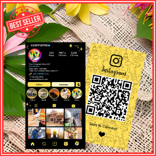 Cartão De Visita Código QR do Instagram de Construção Amarela Indus