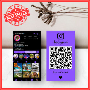Cartão De Visita Código QR do Instagram do Corretor Roubado Roxo Ou