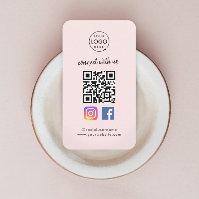 Cartão De Visita Código QR do Instagram no Facebook | Mídia social  (Connect with us QR code business cards to promote your social media - Instagram, Facebook & more!)