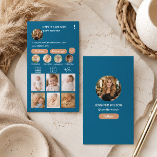 Cartão De Visita Código QR do Instagram para Negócios Foto Grid M