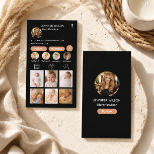 Cartão De Visita Código QR do Instagram para Negócios   Foto Grid M