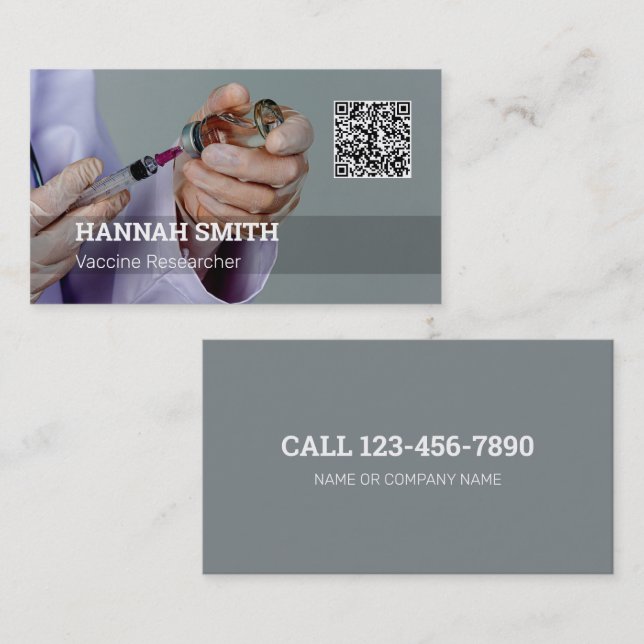 Cartão De Visita Código QR do Investigador da Vacina (Frente/Verso)