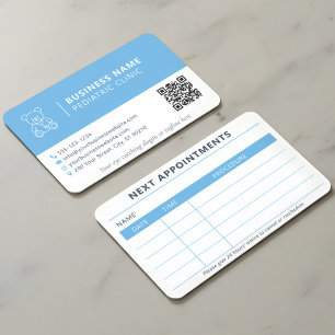 Cartão De Visita Código QR do Lembrete de Compromisso Pediátrico Mo