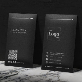 Cartão De Visita Código QR do LinkedIn Profissional Negro Moderno
