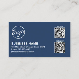 Cartão De Visita Código QR do Logotipo Azul Marinho Profissional Mo