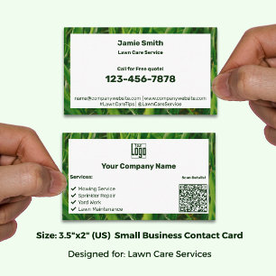 Cartão De Visita Código QR do Logotipo Branco Verde do Serviço de C