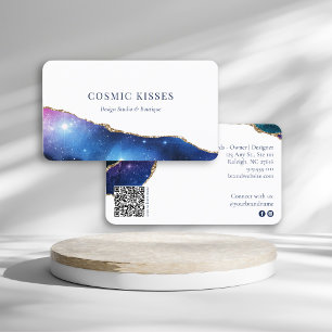Cartão De Visita Código QR do logotipo comercial Starry Night Sky