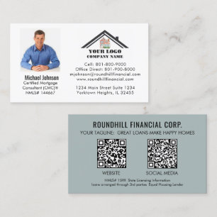 Cartão De Visita Código QR do logotipo da foto de hipoteca profissi