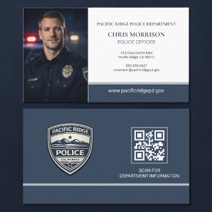 Cartão De Visita Código QR do Logotipo da Foto do Agente de Polícia