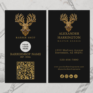 Cartão De Visita Código Qr do Logotipo da Haste da Barbearia de Our