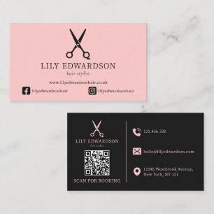 Cartão De Visita Código QR do logotipo das tesouras de cabeleireiro
