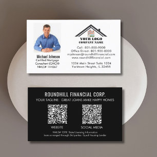 Cartão De Visita Código QR do logotipo de foto da hipoteca profiss