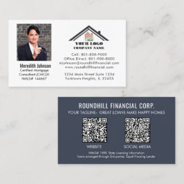 Cartão De Visita Código QR do logotipo de foto da hipoteca profissi