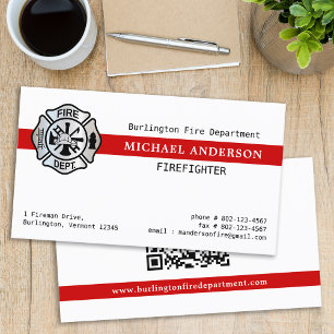 Cartão De Visita Código QR do Logotipo do Bombeiro Personalizar o D